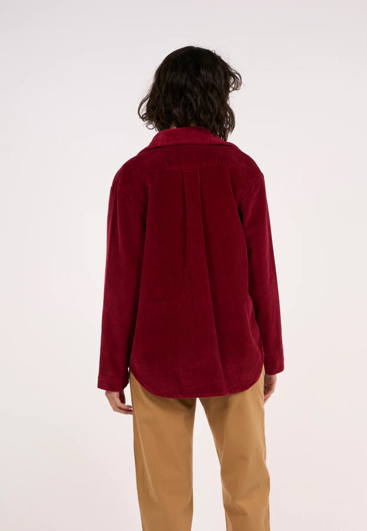 Knowledge Cotton Apparel red overshirt - 8-wales corduroy overshirt rhubarb
