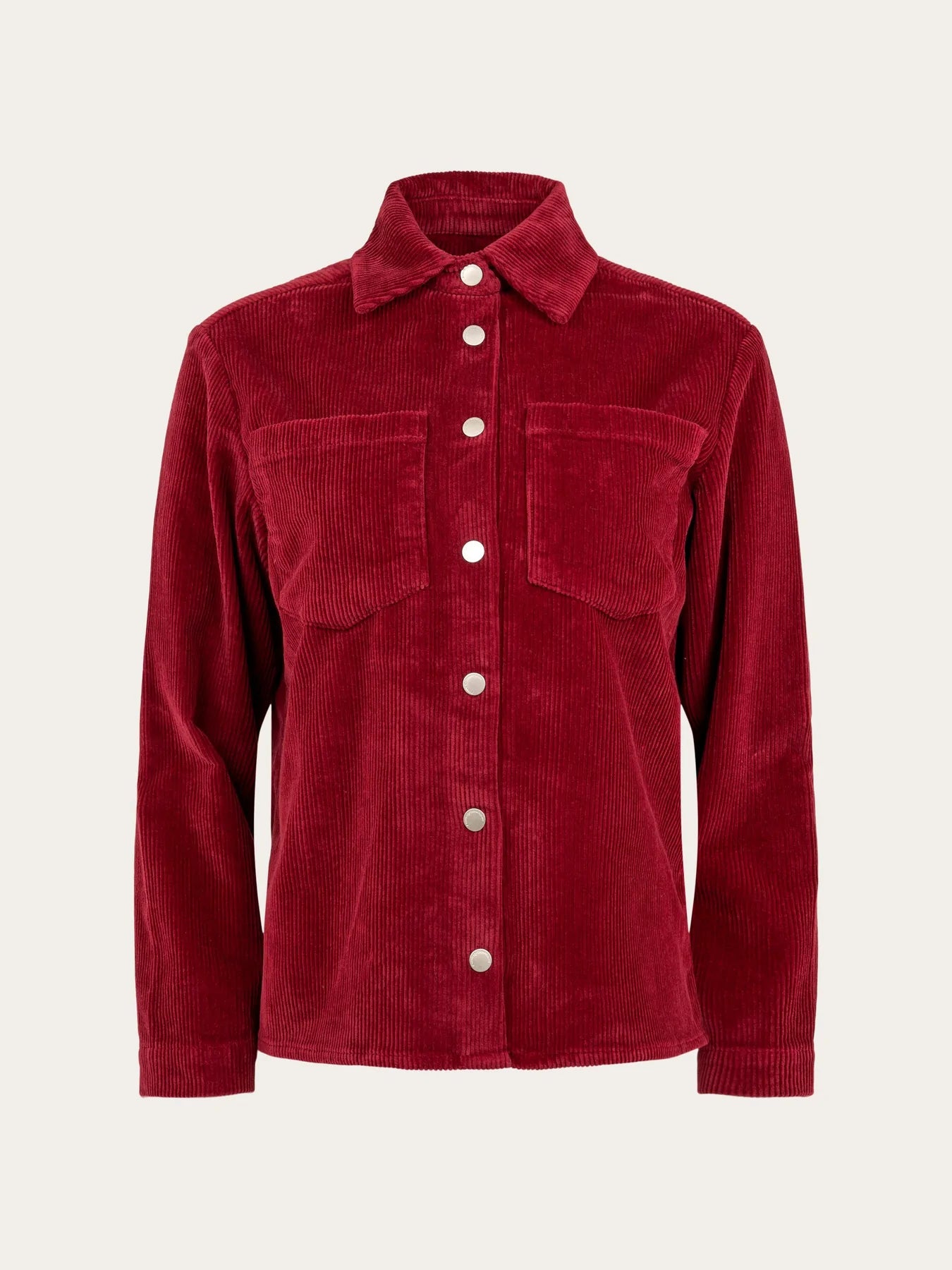 Knowledge Cotton Apparel red overshirt - 8-wales corduroy overshirt rhubarb