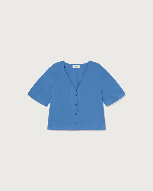 Hemp Blouse Libelula Blue - Thinking Mu