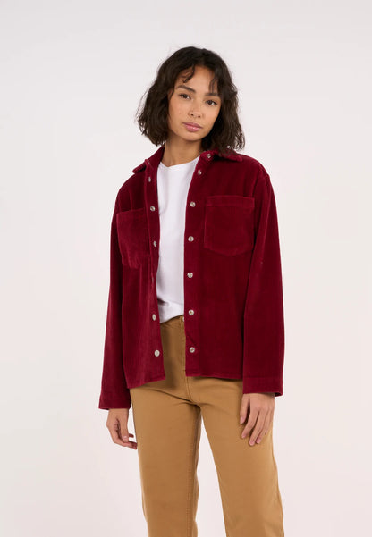 Surchemise rouge Knowledge Cotton Apparel - 8-wales corduroy overshirt rhubarb