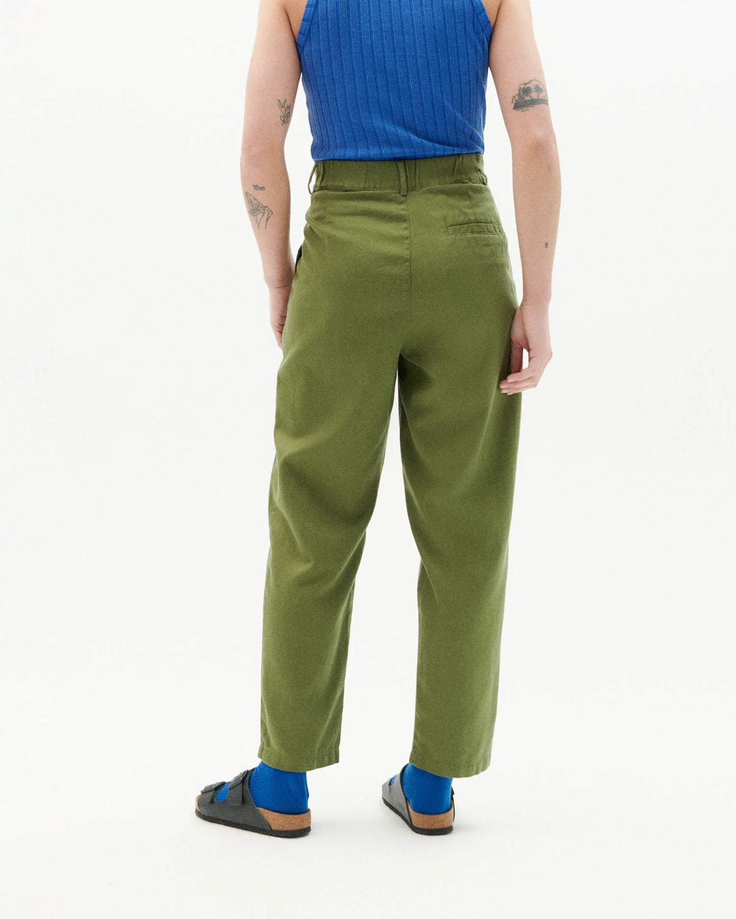 Rina Green pants - hemp and cotton - Thinking Mu