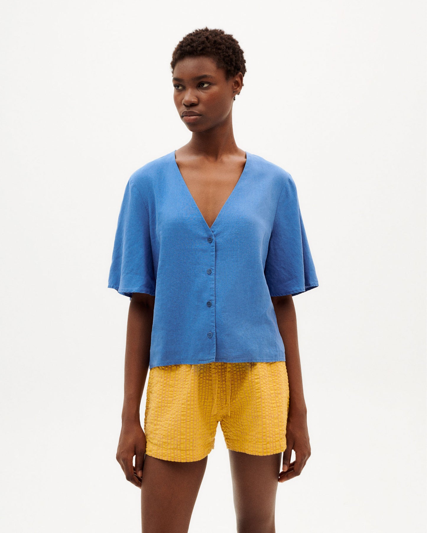 Hemp Blouse Libelula Blue - Thinking Mu