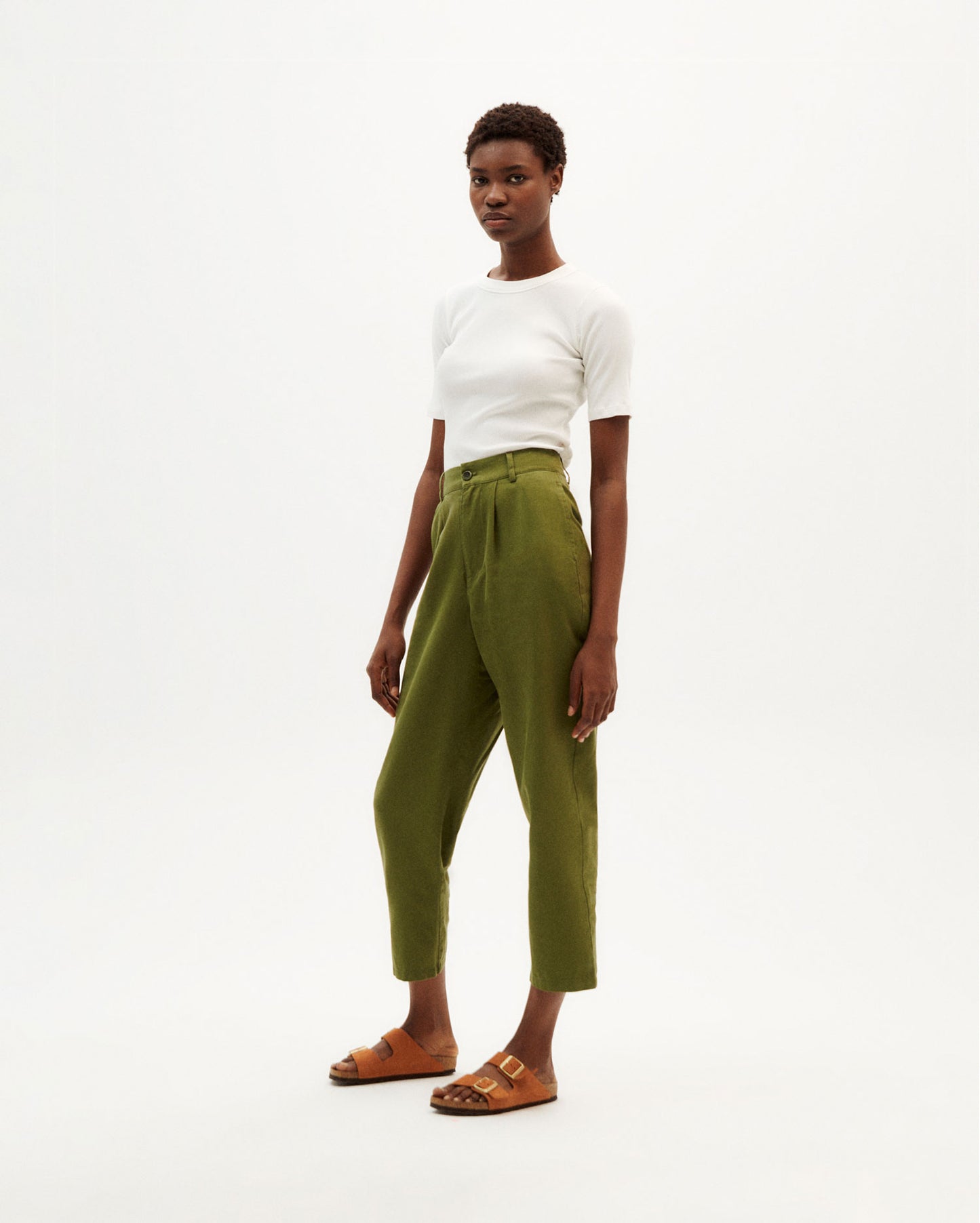 Pantalon Rina Vert - chanvre et coton - Thinking Mu