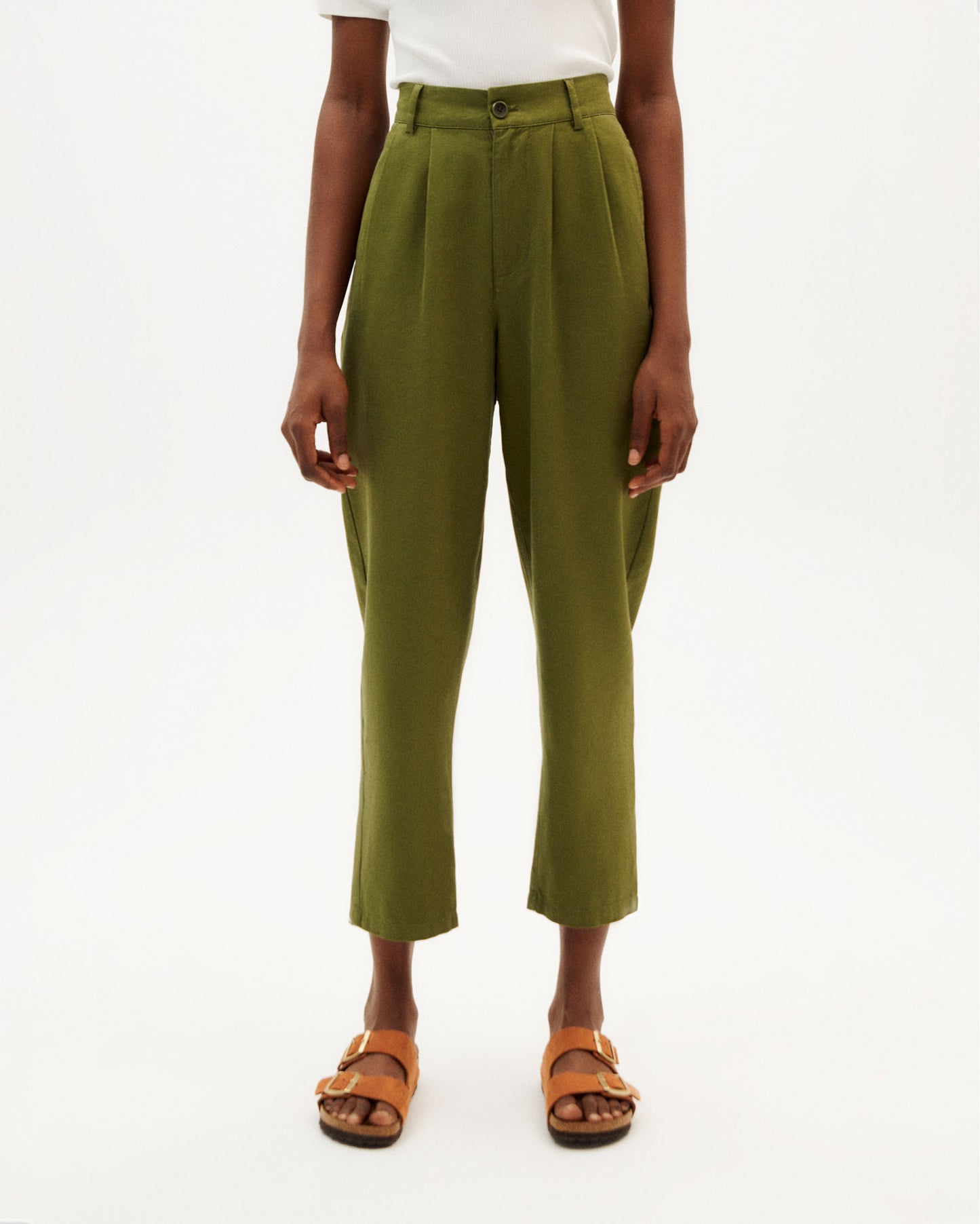 Rina Green pants - hemp and cotton - Thinking Mu
