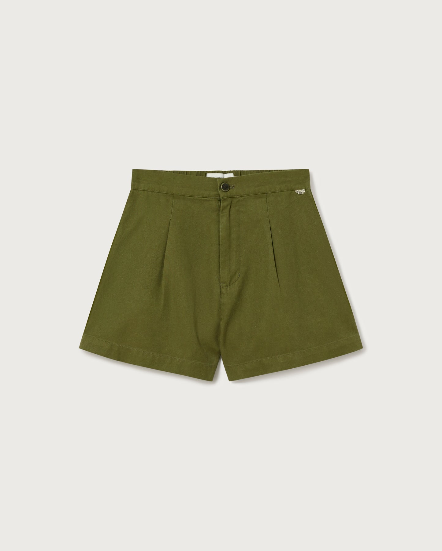 Narciso Green Hemp High Waisted Shorts - Thinking Mu