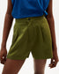 Narciso Green Hemp High Waisted Shorts - Thinking Mu