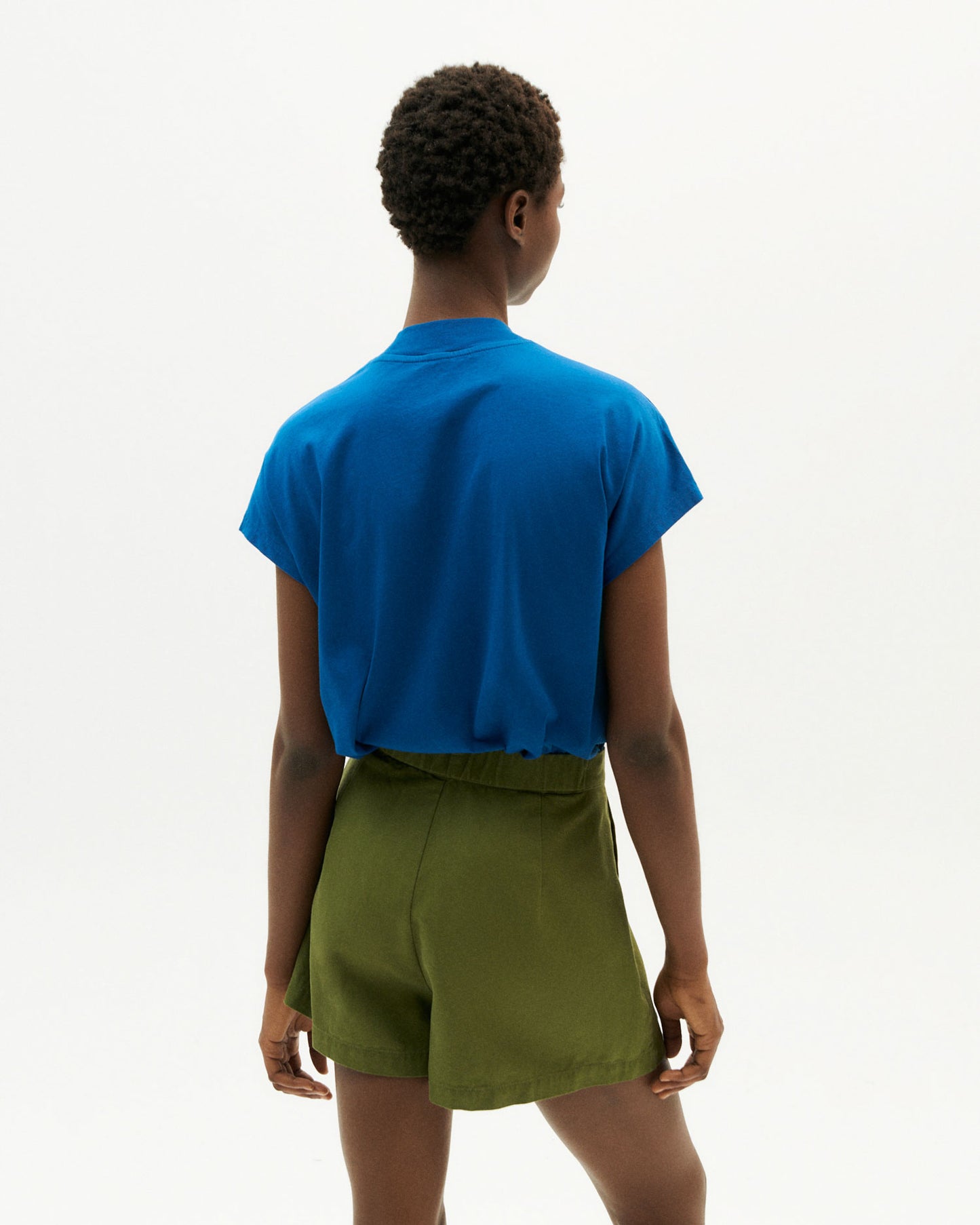 Narciso Green Hemp High Waisted Shorts - Thinking Mu