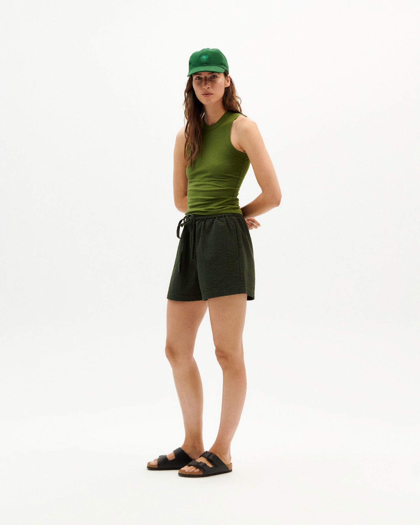 Geranio Green Seersucker Shorts - Thinking Mu